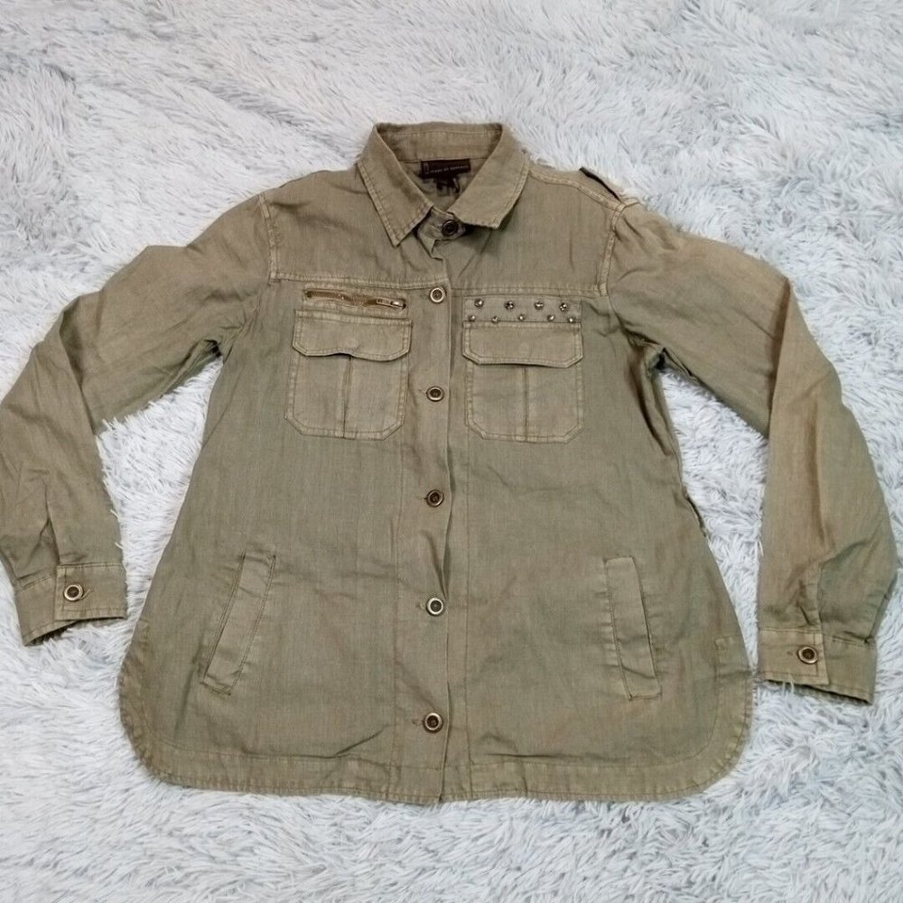 I Jeans By Buffalo Womens Shirt Green M Linen Button Up Pockets Army Punk Retro